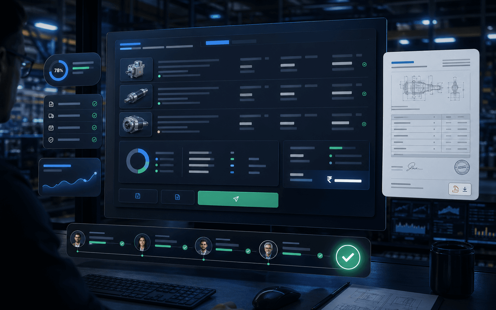 AI quotation control room with approval workflow